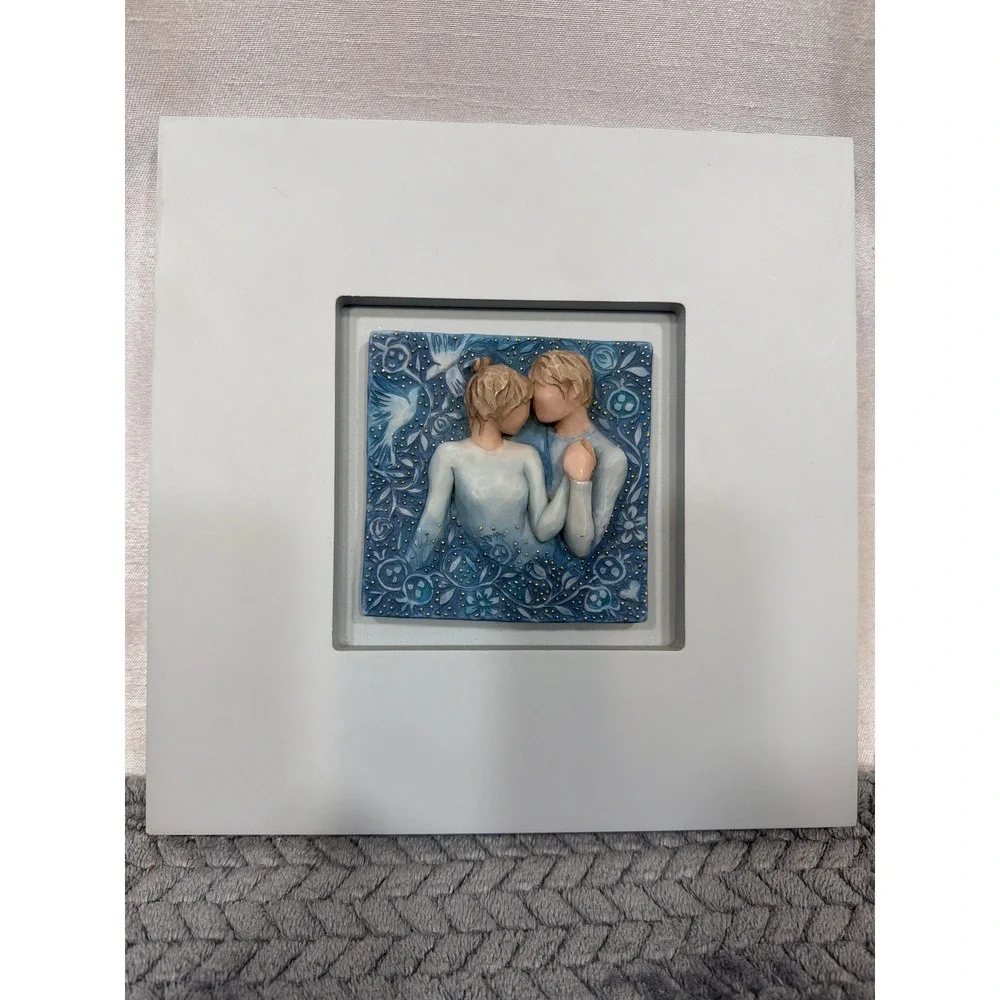 Willow Tree Duet Wall Plaque Susan Lordi DEMDACO Couple Blue Resin Frame 2021